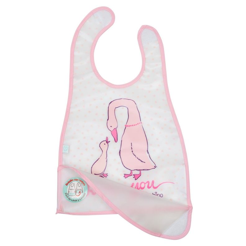 Babero de Alimentación Impermeable PEVA Rosa Gansos-1