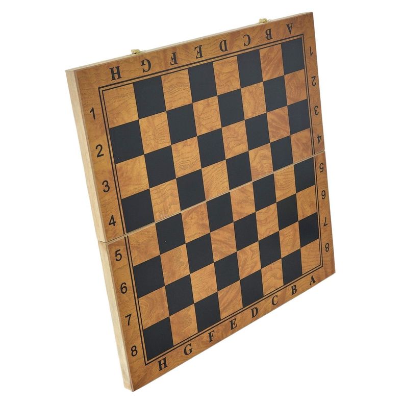 Juego de Madera 3 en 1: Ajedrez, Damas, Backgammon Plegable -3