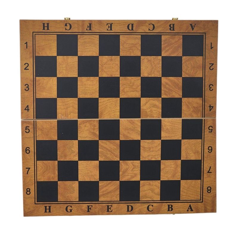 Juego de Madera 3 en 1: Ajedrez, Damas, Backgammon Plegable -4