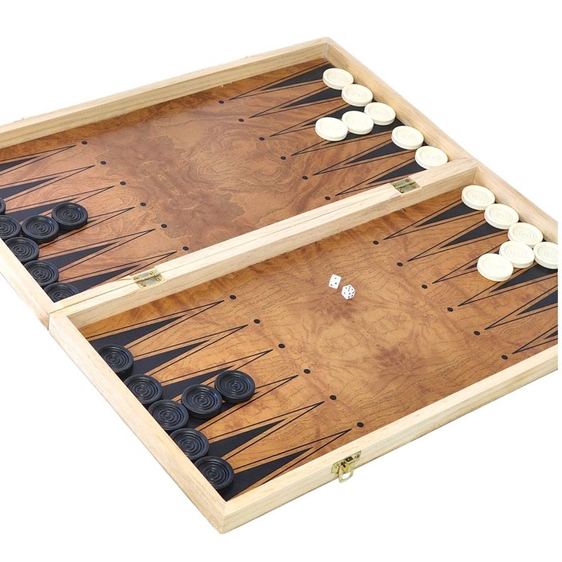 Juego de Madera 3 en 1: Ajedrez, Damas, Backgammon Plegable -5