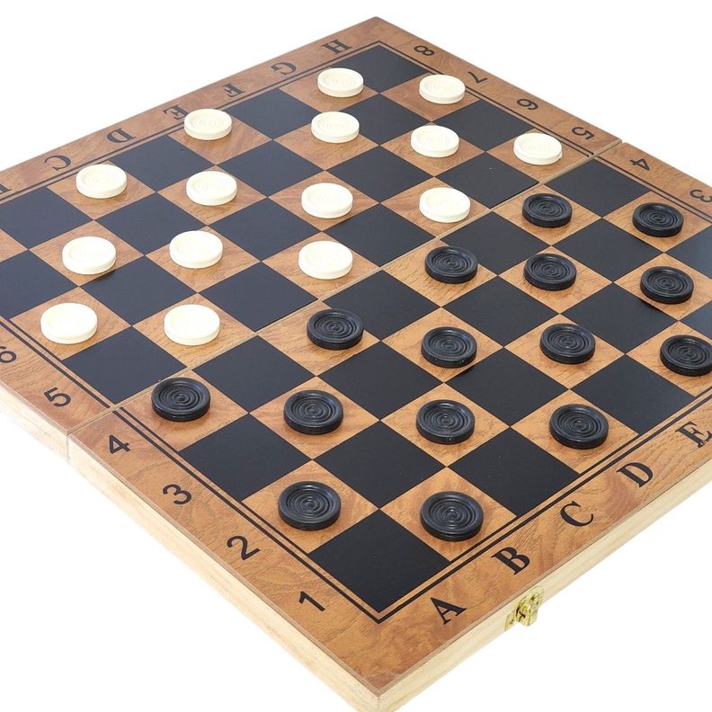 Juego de Madera 3 en 1: Ajedrez, Damas, Backgammon Plegable -7