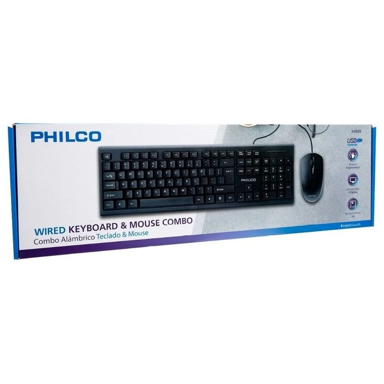 Kit Combo Teclado y Mouse Philco K4500-1