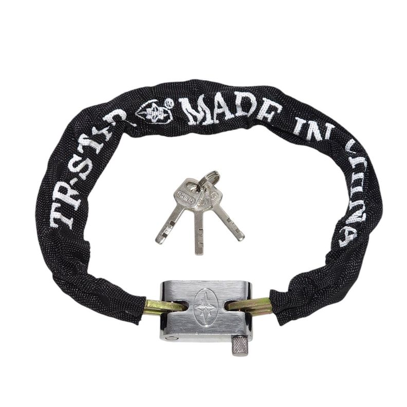 Cadena Candado Enfundada Antirrobo Bici Moto + 3 Llaves-0