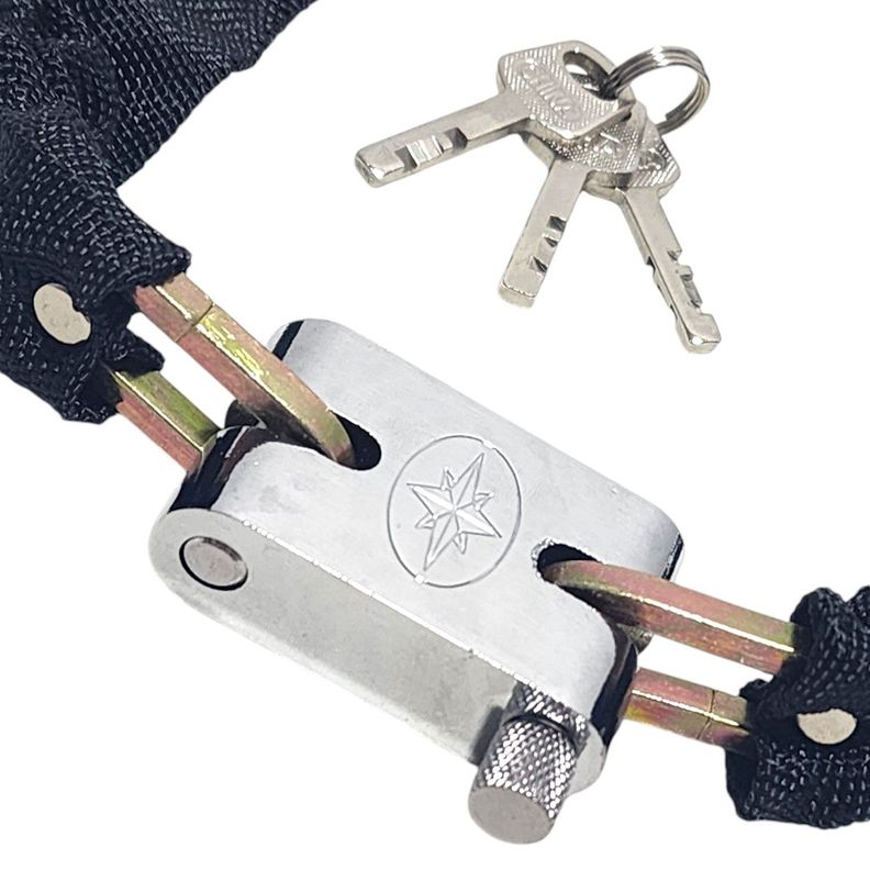 Cadena Candado Enfundada Antirrobo Bici Moto + 3 Llaves-2