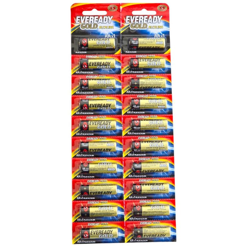 Pack 20 Pilas Eveready AA Alcalina Tira Prepicada-0