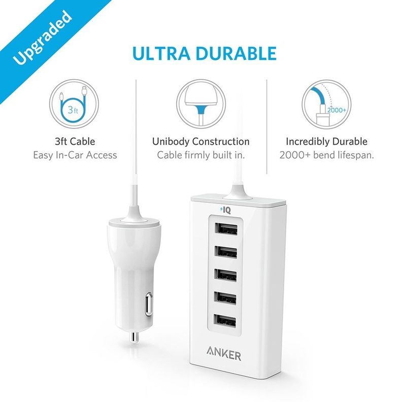 Cargador Auto Multiple 5 USB 50W Anker-1