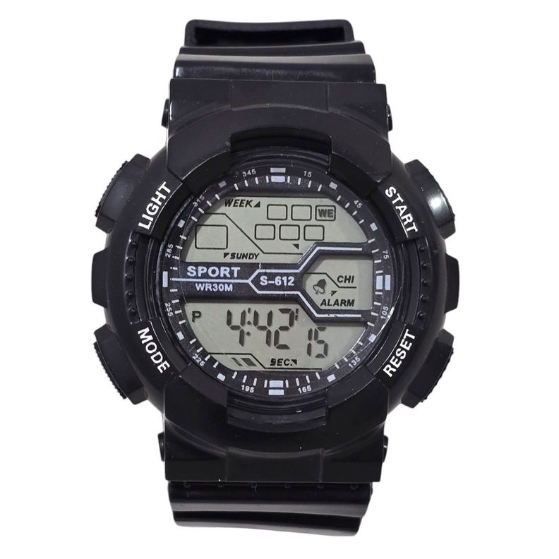 Reloj Deportivo Digital Negro Basic Alarma Cronometro-0