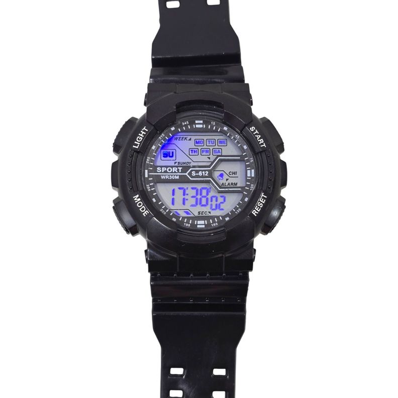 Reloj Deportivo Digital Negro Basic Alarma Cronometro-3