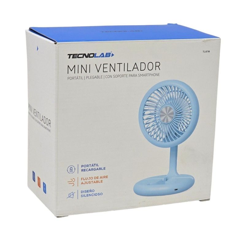 Mini Ventilador Mesa Portátil Recargable Tecnolab TL670BL-5