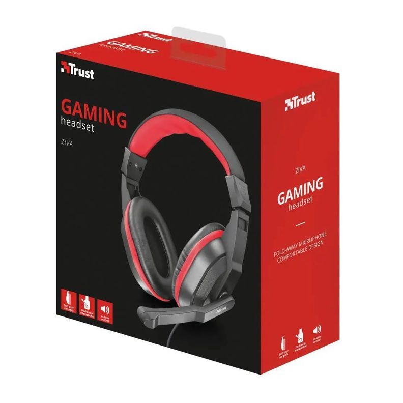 Audifono Gamer Trust Ziva Con Microfono Rojo/Negro-1