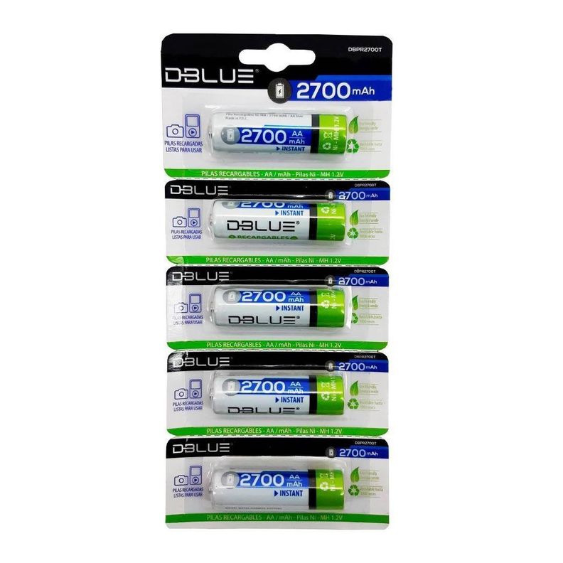 Pack 5 Pilas Recargables AA Dblue 2700mha-0