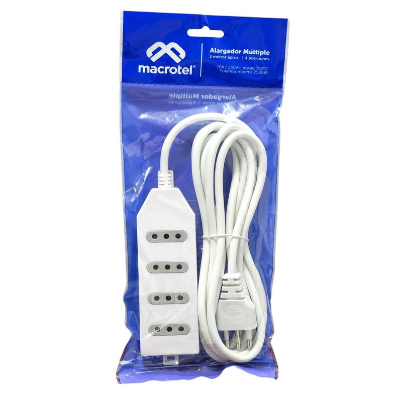 Alargador Eléctrico 4Pos 3mt ME204W Macrotel  -2