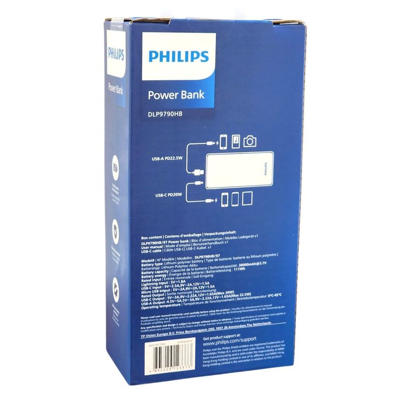 Power Bank 30000 Mah 22.5w Carga Rápida Philips USB-C-5