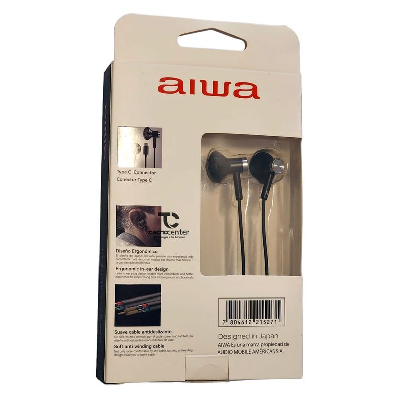 Audifonos Aiwa I60TC In-Ear Tipo C Negro-2