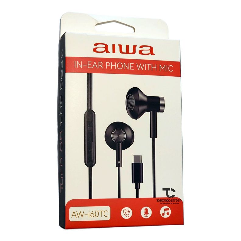 Audifonos Aiwa I60TC In-Ear Tipo C Negro-1