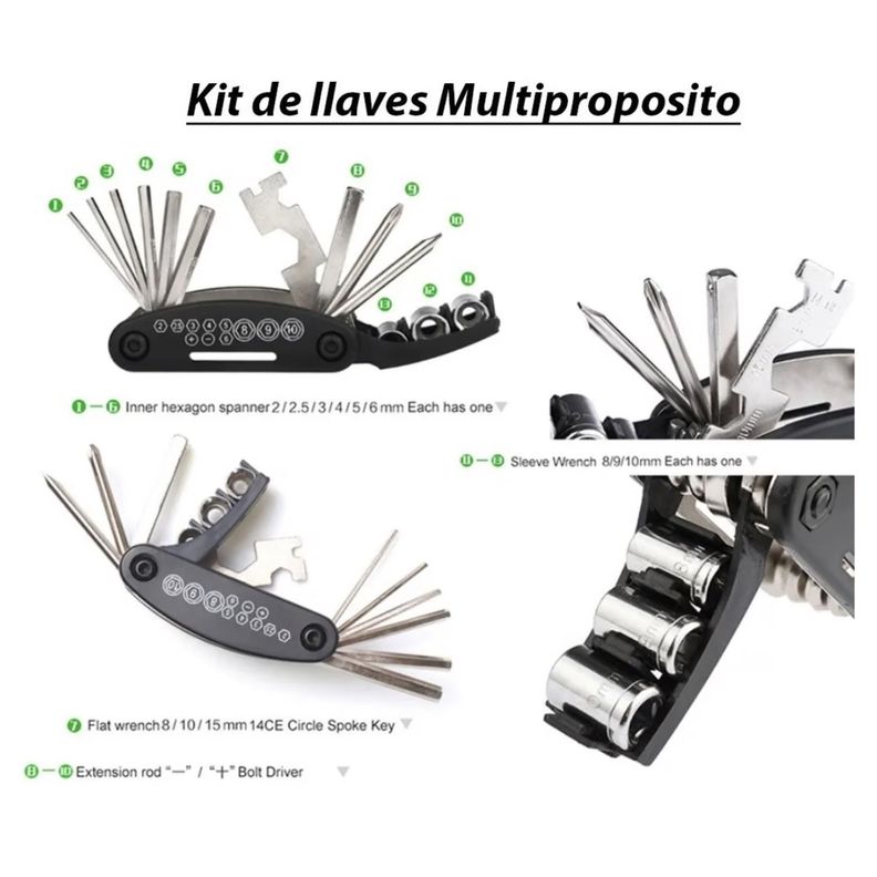 Kit Herramientas Bicicleta Completo Llave Y Parche 06031-2