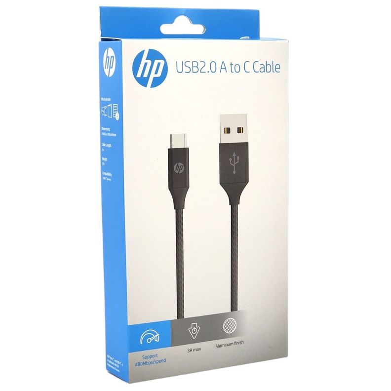 Cable HP USB Tipo-C 2Mt Negro DHC-TC102-2M-0