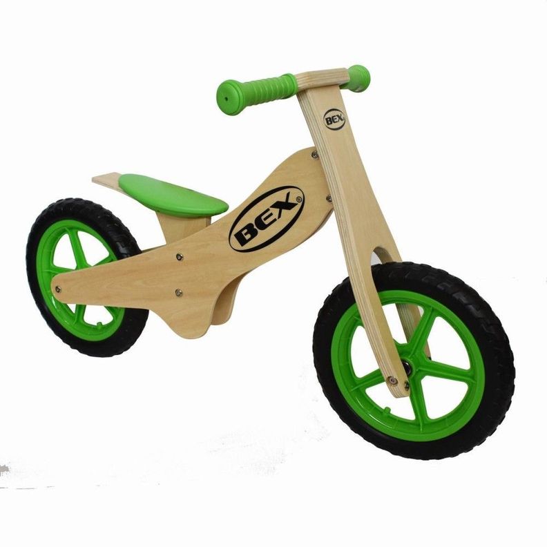 Bicicleta Madera Equilibrio Aprendizaje Sin Pedal Verde Bex-2