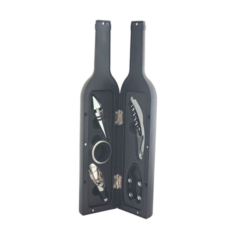 Set 5 Pz Descorchador Estuche Botella Vino Negro 50031-0