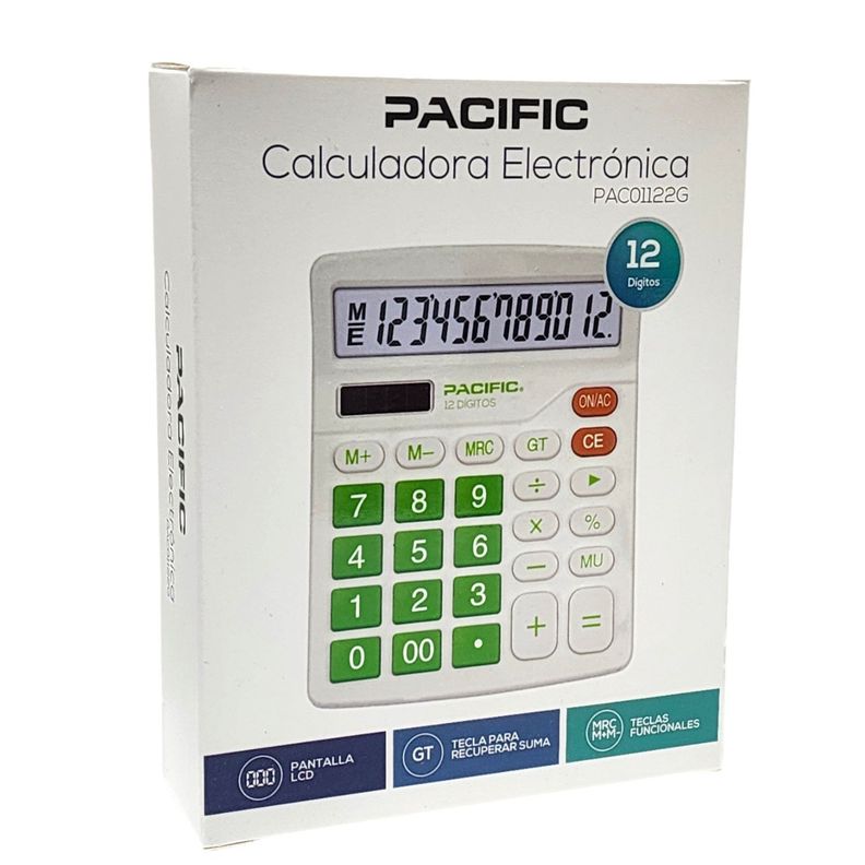 Calculadora Electrónica Pacific 12 dig PAC01122G Verde-1