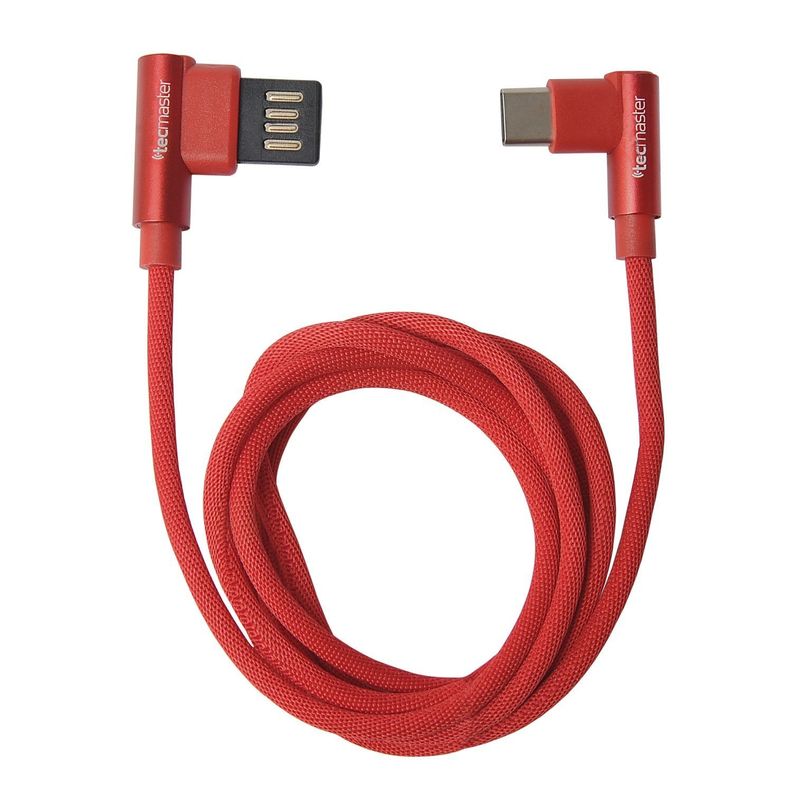 Cable Usb Tipo C Textil 90° Tecmaster Rojo-3