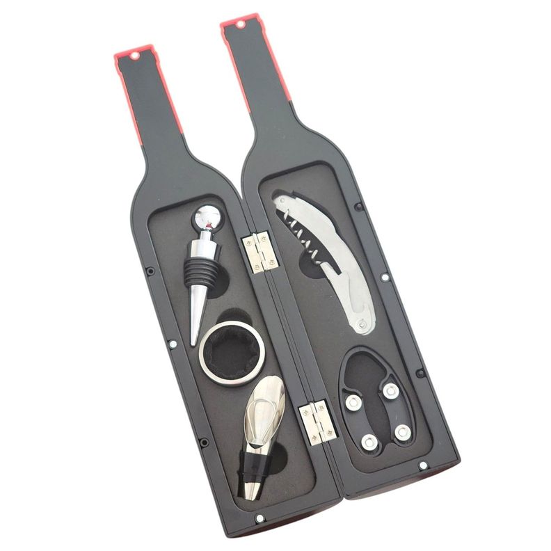 Set 5 Pz Saca Corcho Descorchador Estuche Botella Vino 10189-0