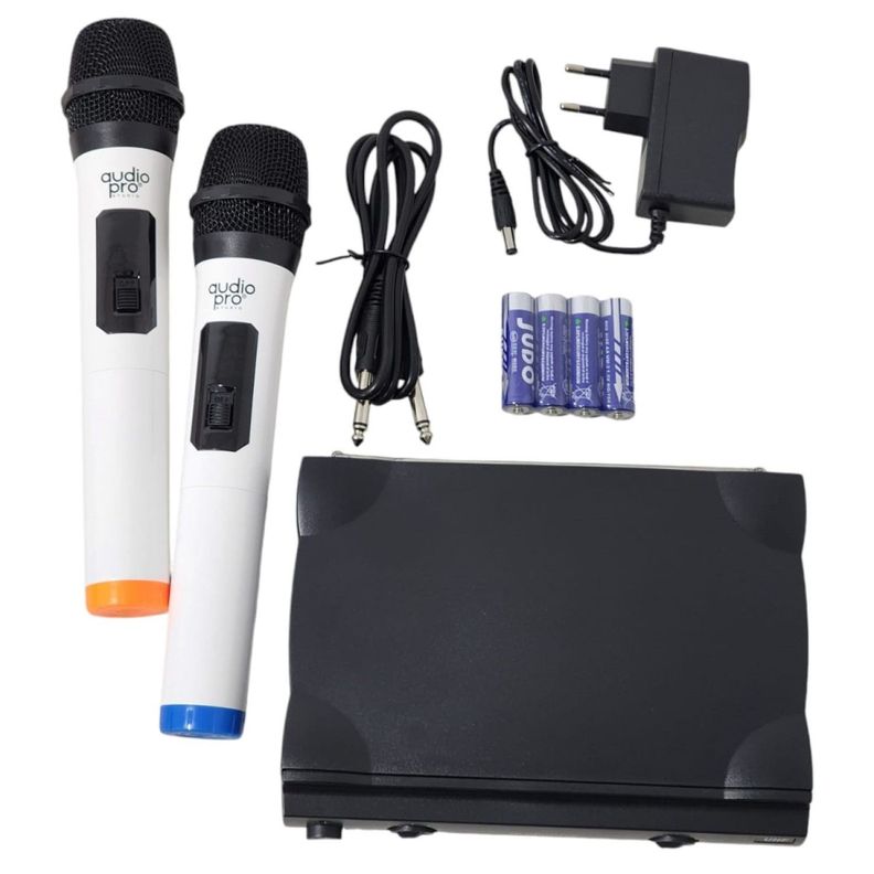 Kit 2 Micrófonos inalámbricos UHF Audiopro AP02040-3