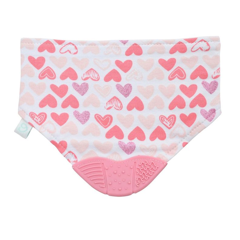 Babero Bandana con Mordedor Corazones Bambino Rosado-1