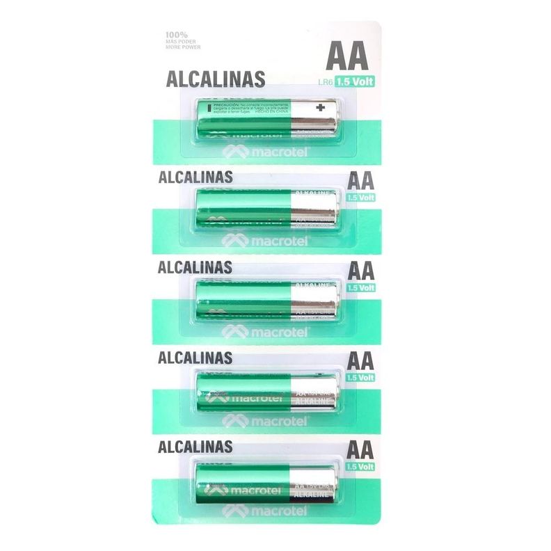 Pack 5 Pilas Alcalinas AA Prepicadas 1.5 Volt Macrotel-0