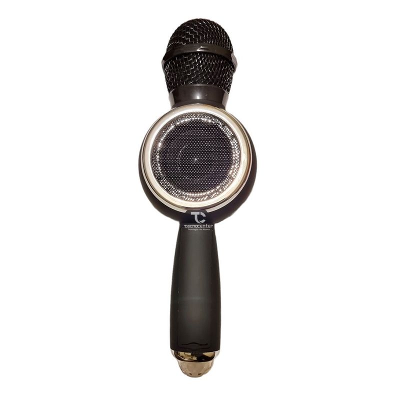 Microfono Karaoke TWS BT con luz Disco Negro-1