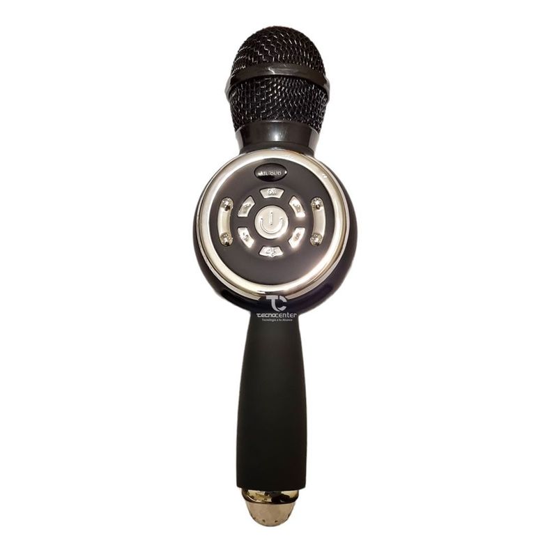 Microfono Karaoke TWS BT con luz Disco Negro-0