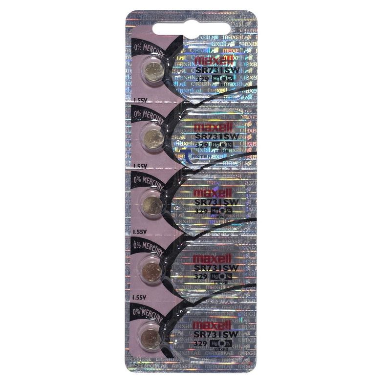 Pack 5 Pilas SR731SW (329) 1.55v Maxell Tipo Boton Holograma
