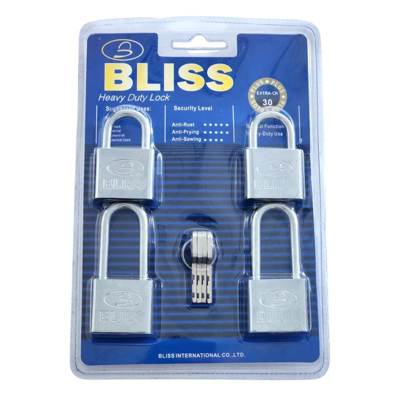 Pack 4 Candados de Seguridad 30mm Gancho Corto / Largo 10044-0