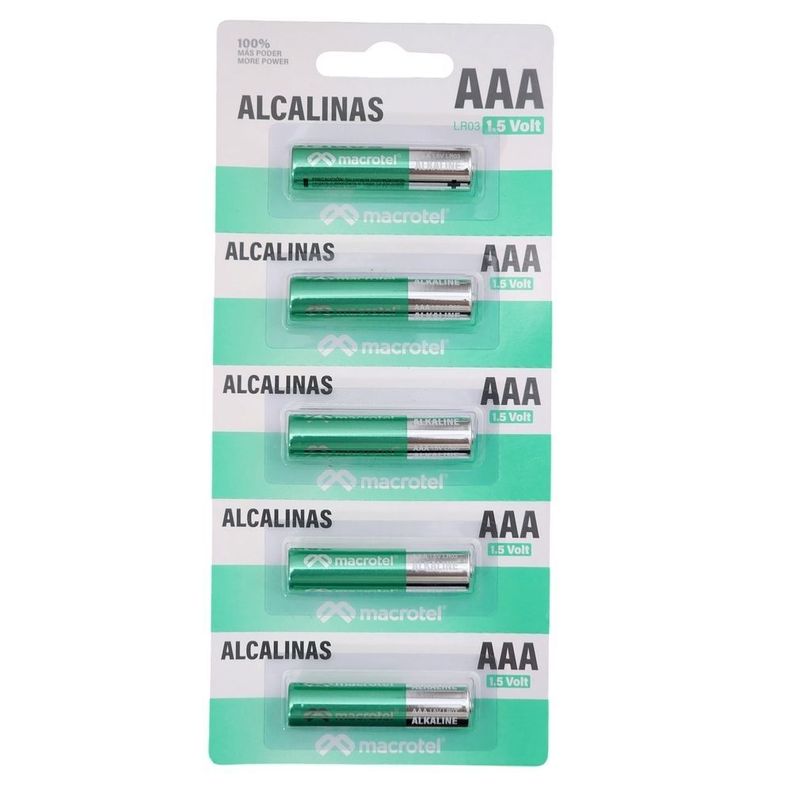 Pack 5 Pilas Alcalinas AAA Prepicadas 1.5 Volt Macrotel-0