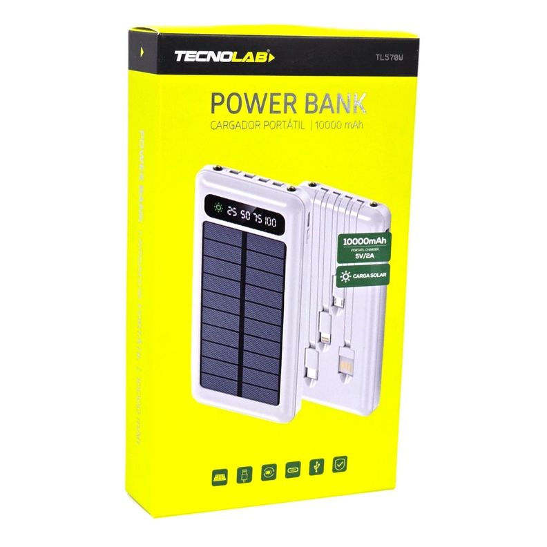 Batería Portátil Solar Power Bank 10.000 Mha Tecnolab TL570W-6
