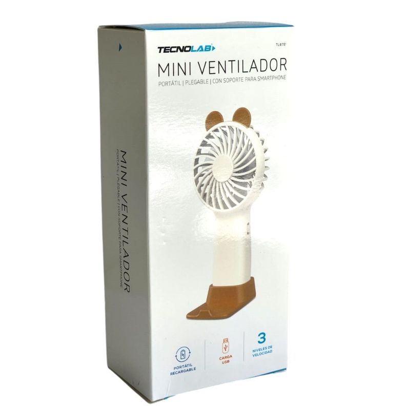 Mini Ventilador Portátil Recargable Tecnolab Blanco TL672W-5