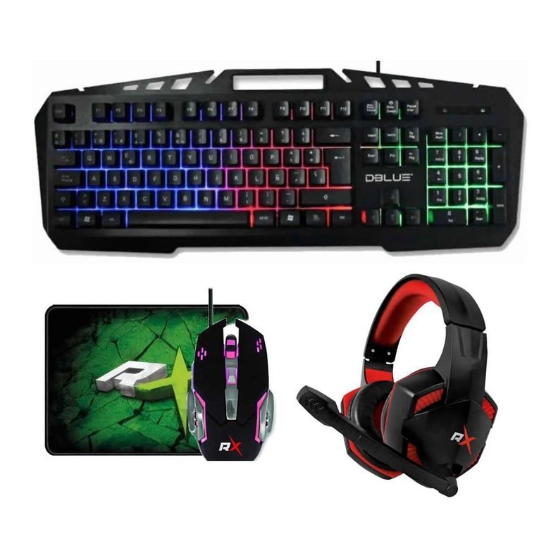 Kit 4 en 1 Gamer Teclado Mouse Audífono MousePad-0