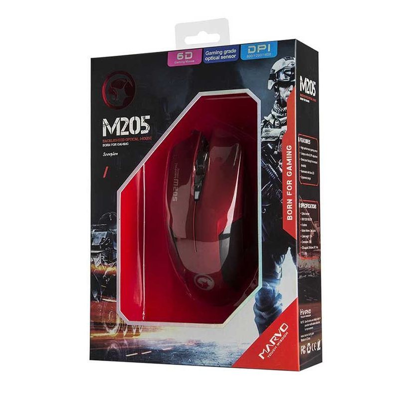 Mouse Gamer Scorpion M205 Rojo 2400dpi-5
