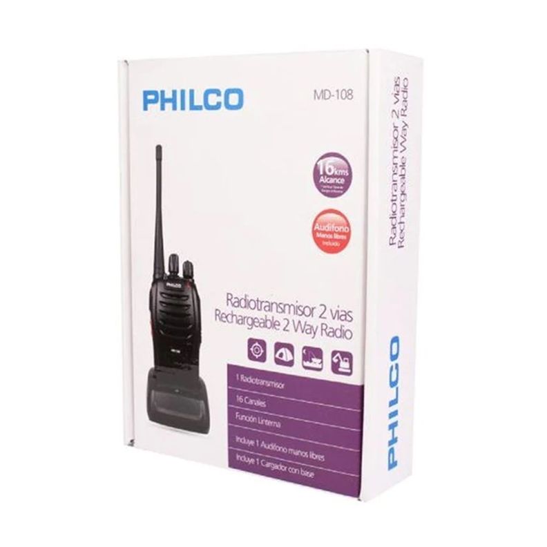 Radiotransmisor Recargable 2 Vías Philco MD-108 -1