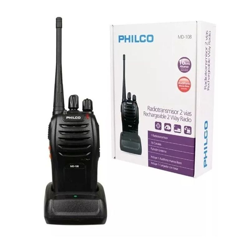 Radiotransmisor Recargable 2 Vías Philco MD-108 -2
