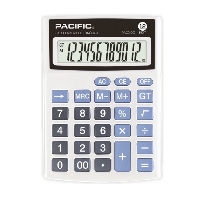 Calculadora Electrónica Pacific 12 Dígitos PAC01001 gris-0