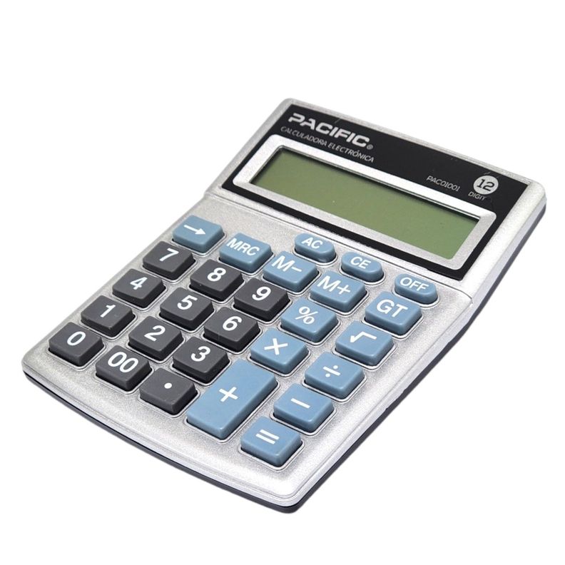 Calculadora Electrónica Pacific 12 Dígitos PAC01001 gris-1