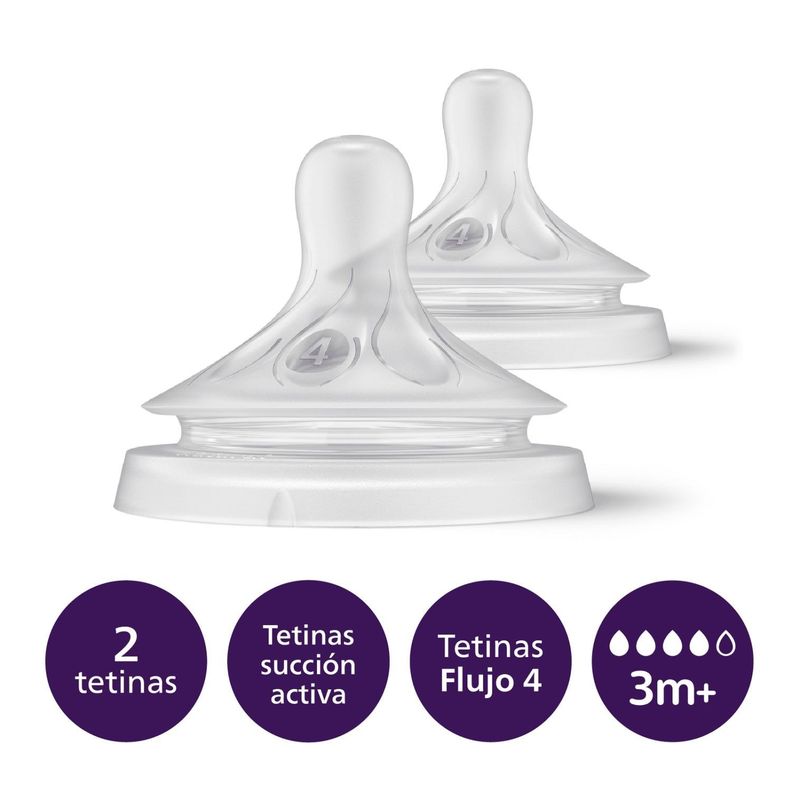 Pack 2 Tetinas Natural 4.0 Avent Flujo Rápido 3m+-1