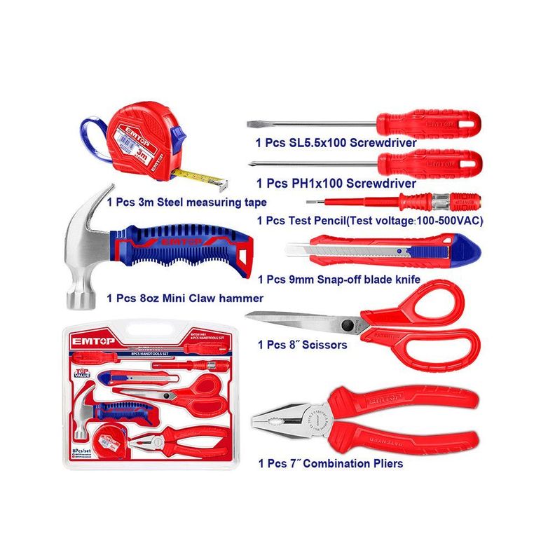 Pack de 8 Herramientas Manuales EHTS01081 EMTOP-1
