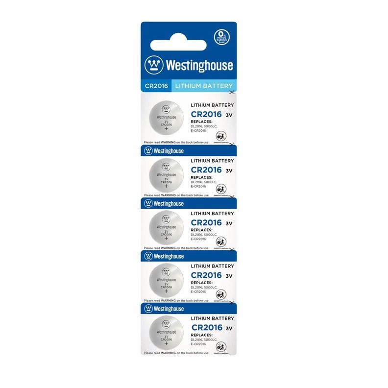 Pack 5 Pilas Cr2016 Tipo Boton Westinghouse Plateado Metalico