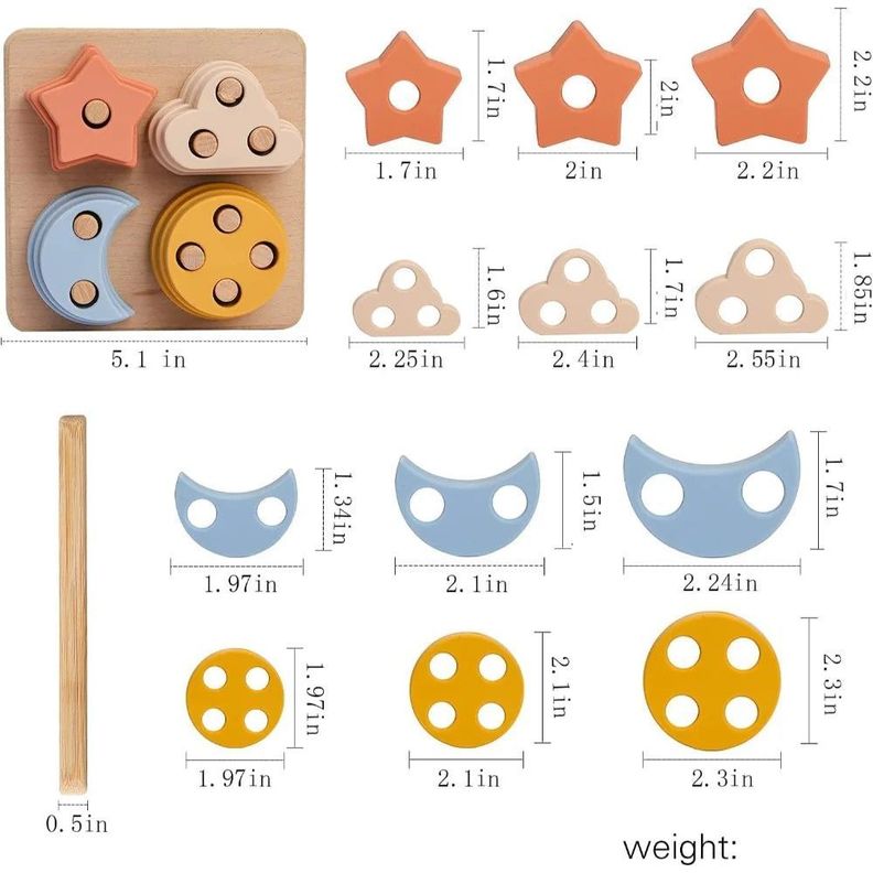 Juguete de Madera Apilable Para Bebés 12 Piezas-3
