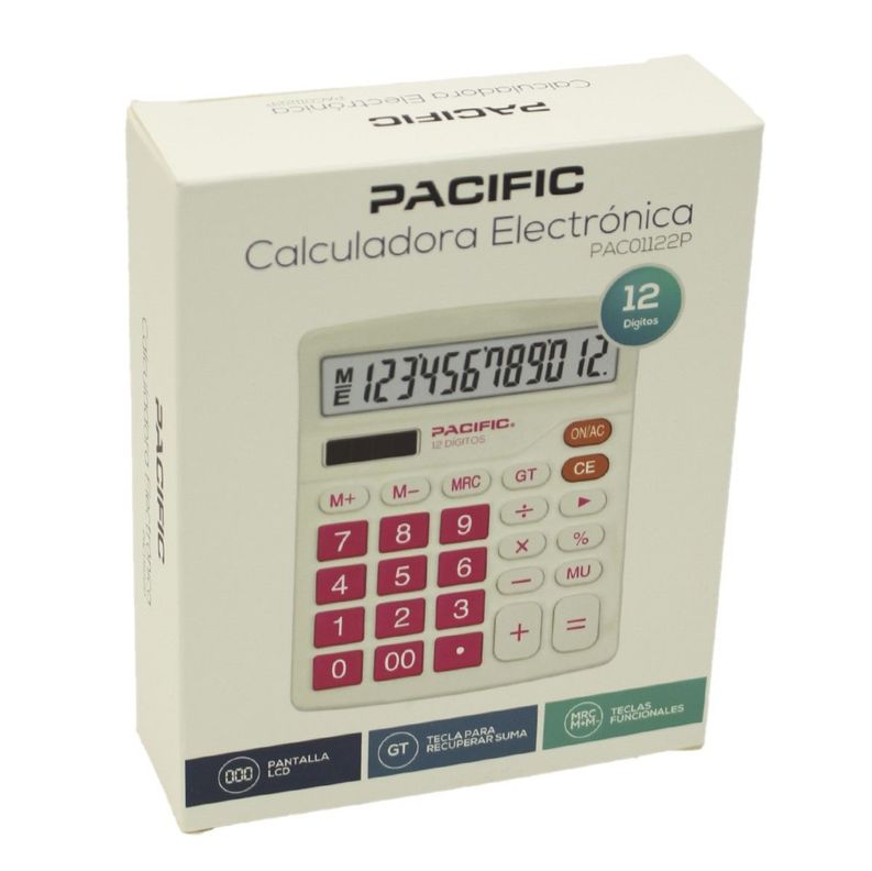 Calculadora Electrónica Pacific 12 dig PAC01122P Rosa-4