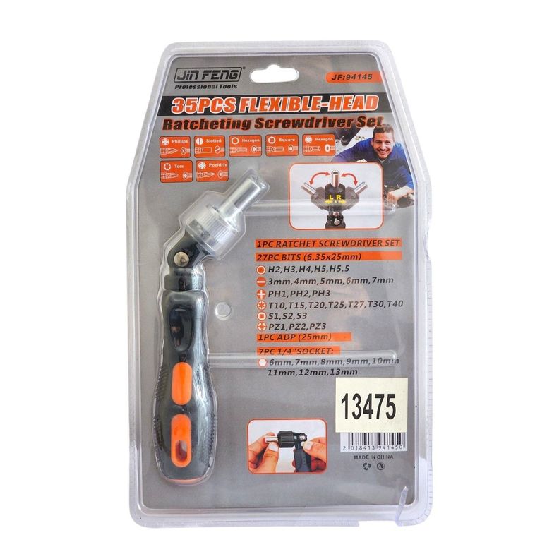 Set Destornillador Crique Flexible C/ Puntas 35 Pzas 13475-5