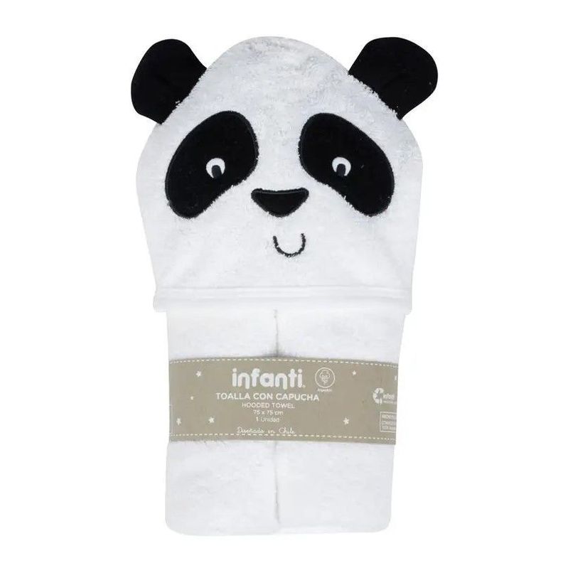 Toalla Capucha Infanti Panda 75x75cm-0