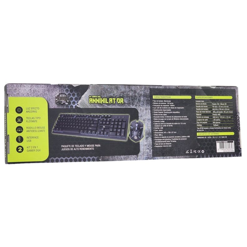 Kit Teclado y Mouse Gamer DGX Annihilator 330006-6